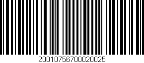 Código de barras (EAN, GTIN, SKU, ISBN): '20010756700020025'