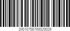 Código de barras (EAN, GTIN, SKU, ISBN): '20010756700020028'