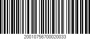 Código de barras (EAN, GTIN, SKU, ISBN): '20010756700020033'