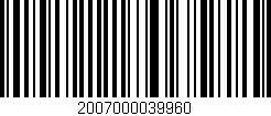 Código de barras (EAN, GTIN, SKU, ISBN): '2007000039960'