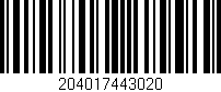 Código de barras (EAN, GTIN, SKU, ISBN): '204017443020'