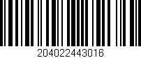 Código de barras (EAN, GTIN, SKU, ISBN): '204022443016'