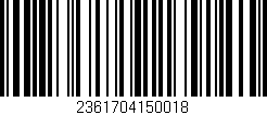 Código de barras (EAN, GTIN, SKU, ISBN): '2361704150018'