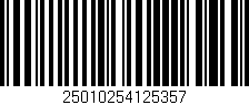 Código de barras (EAN, GTIN, SKU, ISBN): '25010254125357'