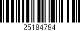 Código de barras (EAN, GTIN, SKU, ISBN): '25184794'