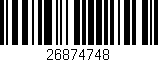 Código de barras (EAN, GTIN, SKU, ISBN): '26874748'