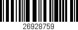 Código de barras (EAN, GTIN, SKU, ISBN): '26928759'