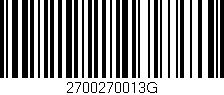 Código de barras (EAN, GTIN, SKU, ISBN): '2700270013G'