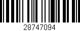Código de barras (EAN, GTIN, SKU, ISBN): '28747094'