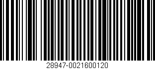 Código de barras (EAN, GTIN, SKU, ISBN): '28947-0021600120'