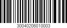 Código de barras (EAN, GTIN, SKU, ISBN): '30040206010003'
