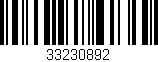 Código de barras (EAN, GTIN, SKU, ISBN): '33230892'