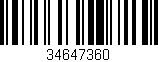 Código de barras (EAN, GTIN, SKU, ISBN): '34647360'