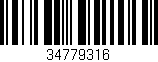 Código de barras (EAN, GTIN, SKU, ISBN): '34779316'