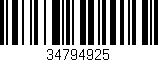 Código de barras (EAN, GTIN, SKU, ISBN): '34794925'