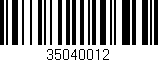 Código de barras (EAN, GTIN, SKU, ISBN): '35040012'