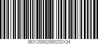 Código de barras (EAN, GTIN, SKU, ISBN): '363120002000232X34'