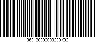 Código de barras (EAN, GTIN, SKU, ISBN): '363120002000233X32'