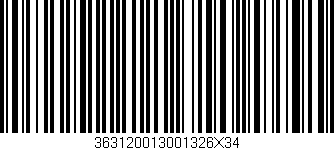Código de barras (EAN, GTIN, SKU, ISBN): '363120013001326X34'