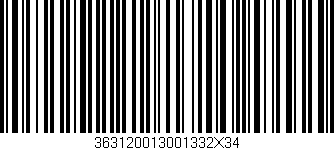 Código de barras (EAN, GTIN, SKU, ISBN): '363120013001332X34'