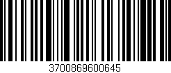 Código de barras (EAN, GTIN, SKU, ISBN): '3700869600645'