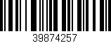 Código de barras (EAN, GTIN, SKU, ISBN): '39874257'