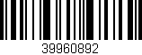 Código de barras (EAN, GTIN, SKU, ISBN): '39960892'