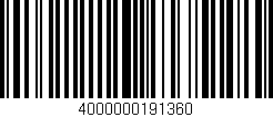 Código de barras (EAN, GTIN, SKU, ISBN): '4000000191360'