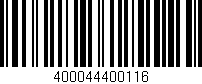 Código de barras (EAN, GTIN, SKU, ISBN): '400044400116'