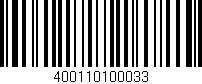 Código de barras (EAN, GTIN, SKU, ISBN): '400110100033'