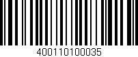 Código de barras (EAN, GTIN, SKU, ISBN): '400110100035'