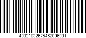 Código de barras (EAN, GTIN, SKU, ISBN): '40021032675462006931'