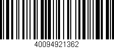 Código de barras (EAN, GTIN, SKU, ISBN): '40094921362'