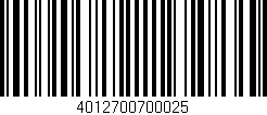 Código de barras (EAN, GTIN, SKU, ISBN): '4012700700025'