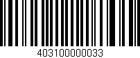 Código de barras (EAN, GTIN, SKU, ISBN): '403100000033'