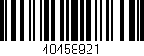 Código de barras (EAN, GTIN, SKU, ISBN): '40458921'