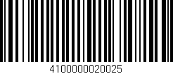 Código de barras (EAN, GTIN, SKU, ISBN): '4100000020025'