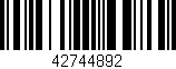 Código de barras (EAN, GTIN, SKU, ISBN): '42744892'