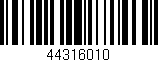 Código de barras (EAN, GTIN, SKU, ISBN): '44316010'