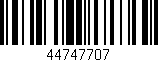 Código de barras (EAN, GTIN, SKU, ISBN): '44747707'