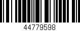 Código de barras (EAN, GTIN, SKU, ISBN): '44779598'
