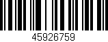 Código de barras (EAN, GTIN, SKU, ISBN): '45926759'