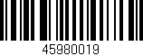 Código de barras (EAN, GTIN, SKU, ISBN): '45980019'