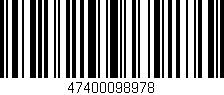 Código de barras (EAN, GTIN, SKU, ISBN): '47400098978'