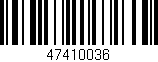 Código de barras (EAN, GTIN, SKU, ISBN): '47410036'