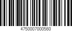 Código de barras (EAN, GTIN, SKU, ISBN): '4750007000560'