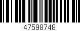 Código de barras (EAN, GTIN, SKU, ISBN): '47598748'