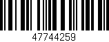 Código de barras (EAN, GTIN, SKU, ISBN): '47744259'