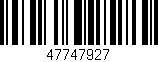 Código de barras (EAN, GTIN, SKU, ISBN): '47747927'