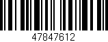 Código de barras (EAN, GTIN, SKU, ISBN): '47847612'